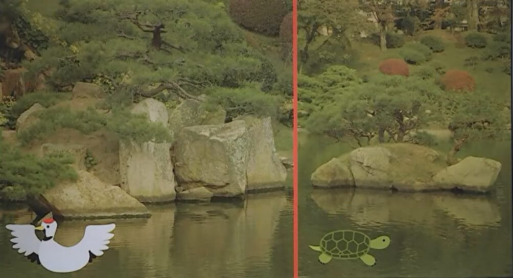 縮景園の島　鶴と亀