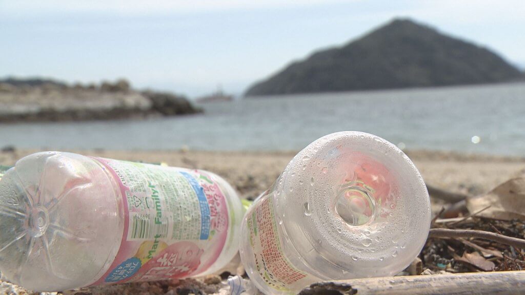 浜辺に打ち上げられたプラスチック