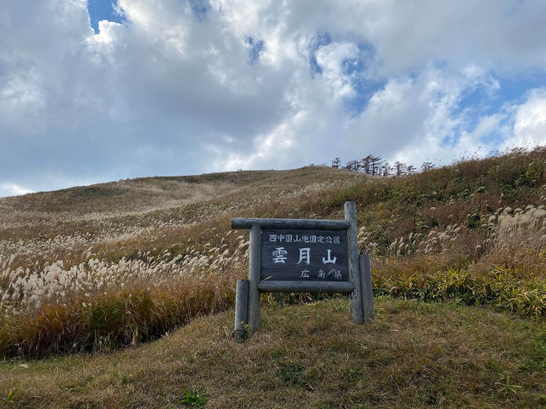 スタート地点の雲月峠駐車場から岩倉山を見上げる