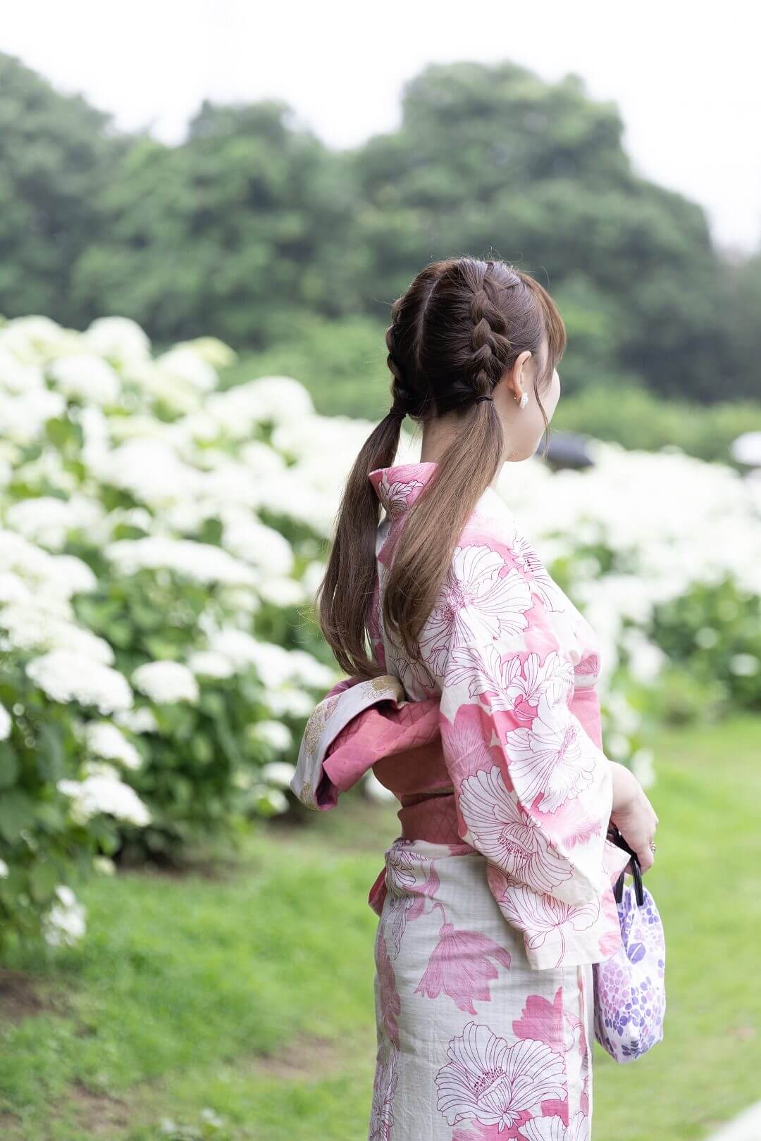 あじさいとタチアオイの丘